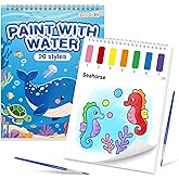 SOCOLER Paint with Water Coloring Books for Toddlers,Sea World Theme Mess Free Watercolor Painting Papers for Kids Water Color Paint Kit Art Craft Gift for Ages 1-3,4-8