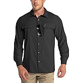 Outdoor Ventures Men's UPF 50+ UV Sun Protection Shirt, Long Sleeve Hiking Fishing Shirt Cooling Quick Dry for Safari Travel
