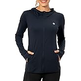 Lightbare Women's UPF 50+ Full Zip Hoodie Jacket Long Sleeve Hooded Sun Shirt with Pockets