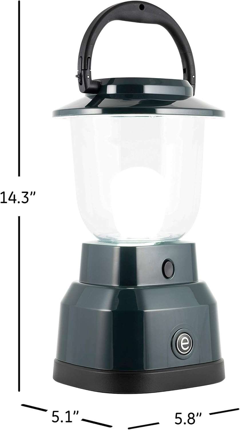 Enbrighten LED Camping Lantern, Battery Powered, USB Charging, 800 Lumens, 200 Hour Runtime, Carabiner Handle, Hiking Gear, Emergency Light, Blackout, Storm, Hurricane, Green, 49550: Home Improvement