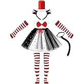 Fikinise Cat Costume Set, Cat Costume Kit Including Top Hat Headband Tutu Skirt Bowtie Tail Socks Gloves for Halloween School Day