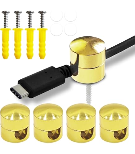 Range Cable Metal Lot De 6 Ancrages De Câbles Pour L'organisation De Bureau, Clips De Gestion Des Câbles De Chargeur, Supports De Câbles En Métal Pour Cordons En Aluminium Robuste Pour Table