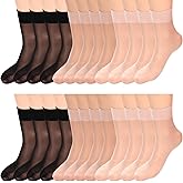 Yolev 12 Pairs Sheer Socks Women Soft Tight Sheer Ankle Socks Ultra Thin Ankle Stockings for Women Dress Party