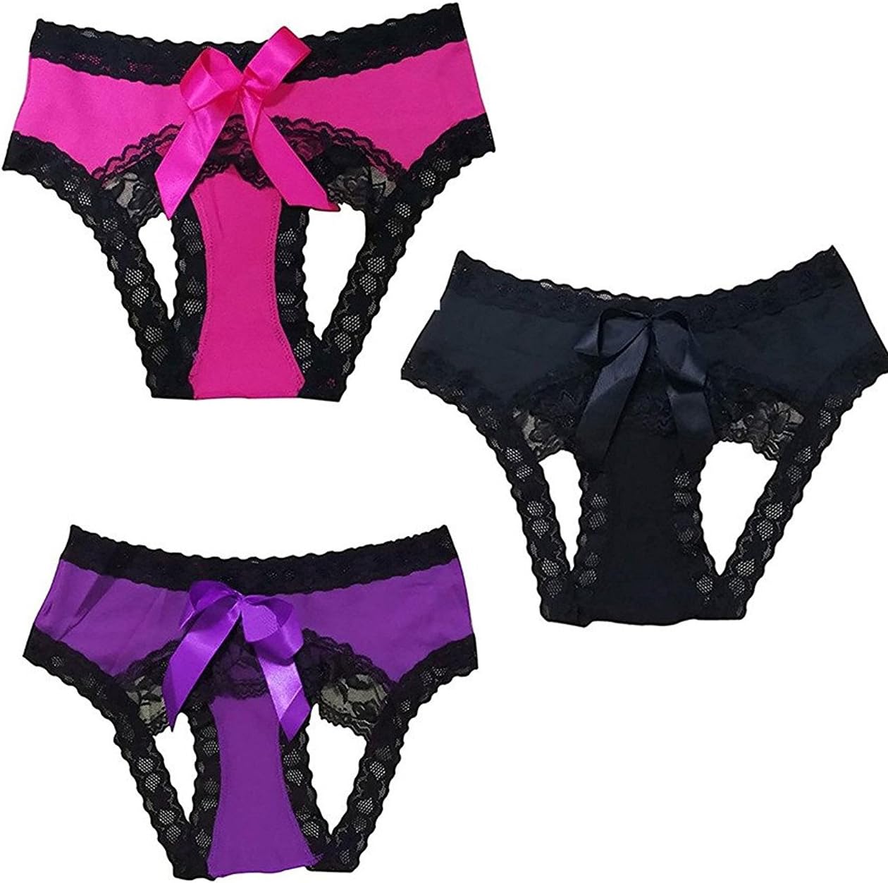 qnprt Women Sexy Panties,Hipster Lace Bow-Tie Bikini Lingerie(Fit for XS, S, M)