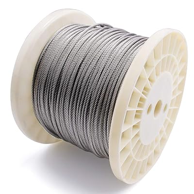 Muzata 1000 Ft 1/8"" Stainless Steel Cable T316 Wire Rope For Railing System Deck Aircraft Hardware 7x7 Strands Indoor Outdoor Diy Balustrade Hanging W