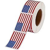 SANNIX 500 Pcs American Flag Sticker Roll,2 x 1.22 Inch US Flag Decal, USA Patriotic Stickers, Red White and Blue Stickers Adhesive Label for Memorial Day 4th of July Sport Game