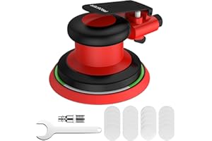Proster Professional Air Orbital Sander Kit - 5inch 12000 RPM Variable Speed, 5mm Orbit, Includes 20Pcs Sandpaper (80-320 Gri