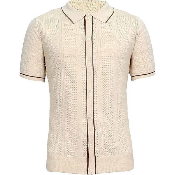 Amazon.com: Men's Button Down Knitted Polo Shirt Retro