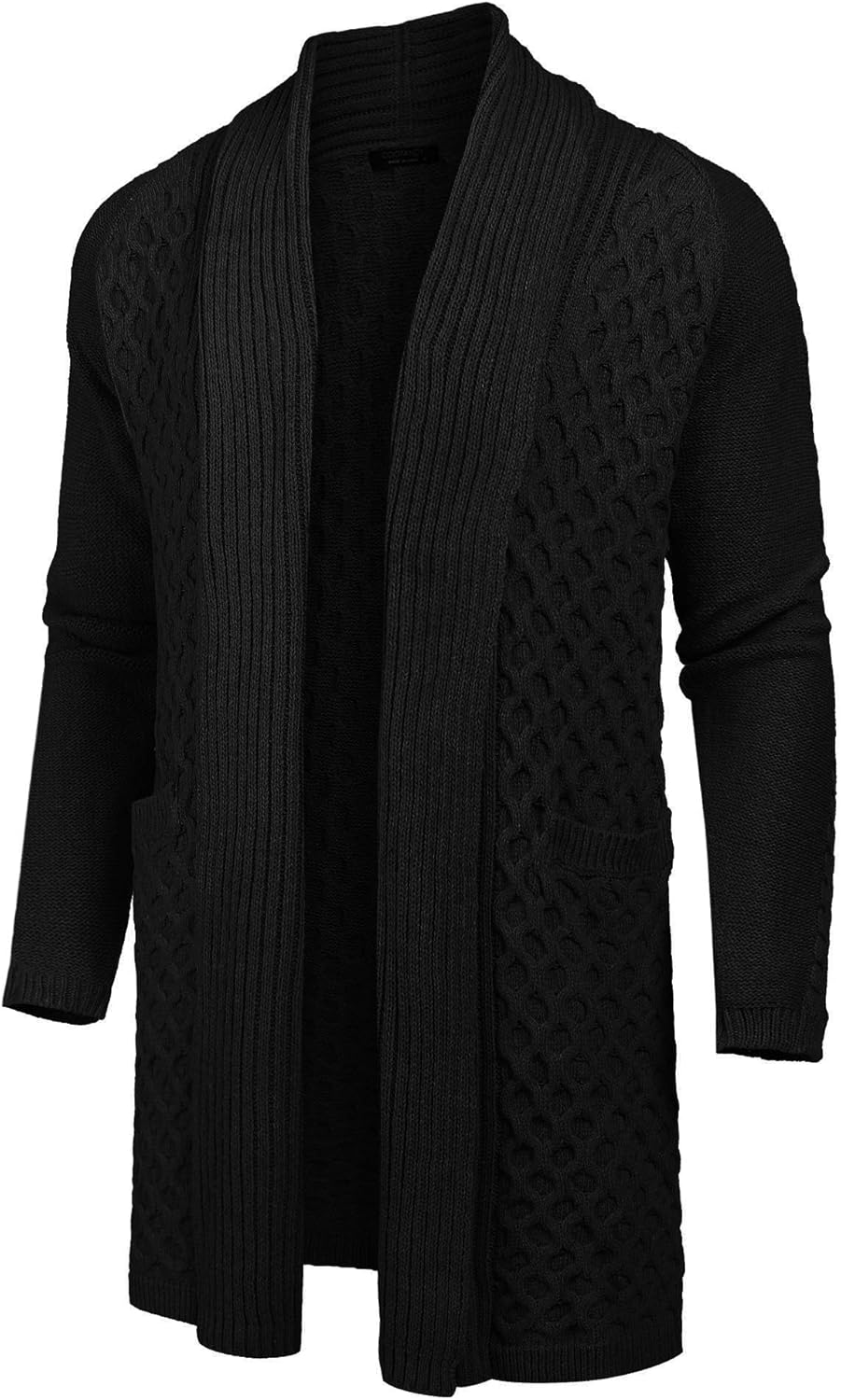 COOFANDY Mens Fashion Long Ruffle Knit Cardigan Lightweight Shawl Collar Sweater at  Men’s Clothing store
