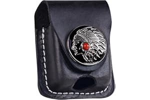 UEMOH Handmade Fliptop Leather Lighter Pouch Holder Case with Pocket Belt Loop