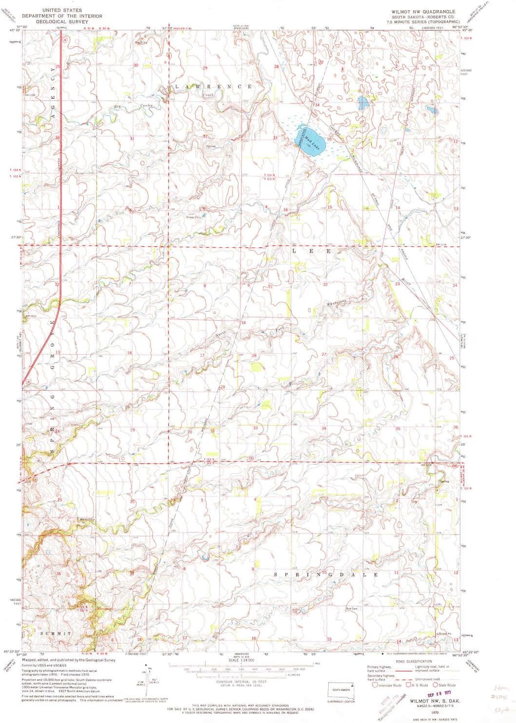 YellowMaps Wilmot NW SD topo map, 124000 Scale, 7.5 X 7.5