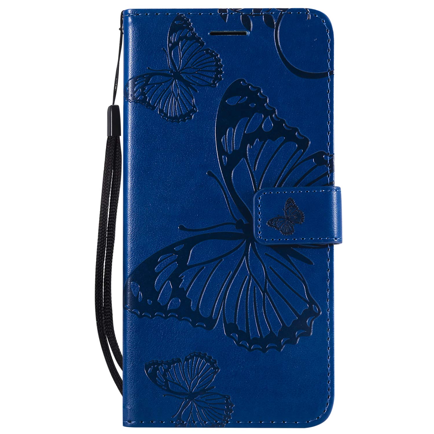 Thoankj Samsung Galaxy A50 2019 Case, PU Leather Flip Notebook Wallet Case Butterfly Embossed with Kickstand Credit Card Slot Holder TPU Bumper Folio Protective Cover for Samsung Galaxy A50 Blue