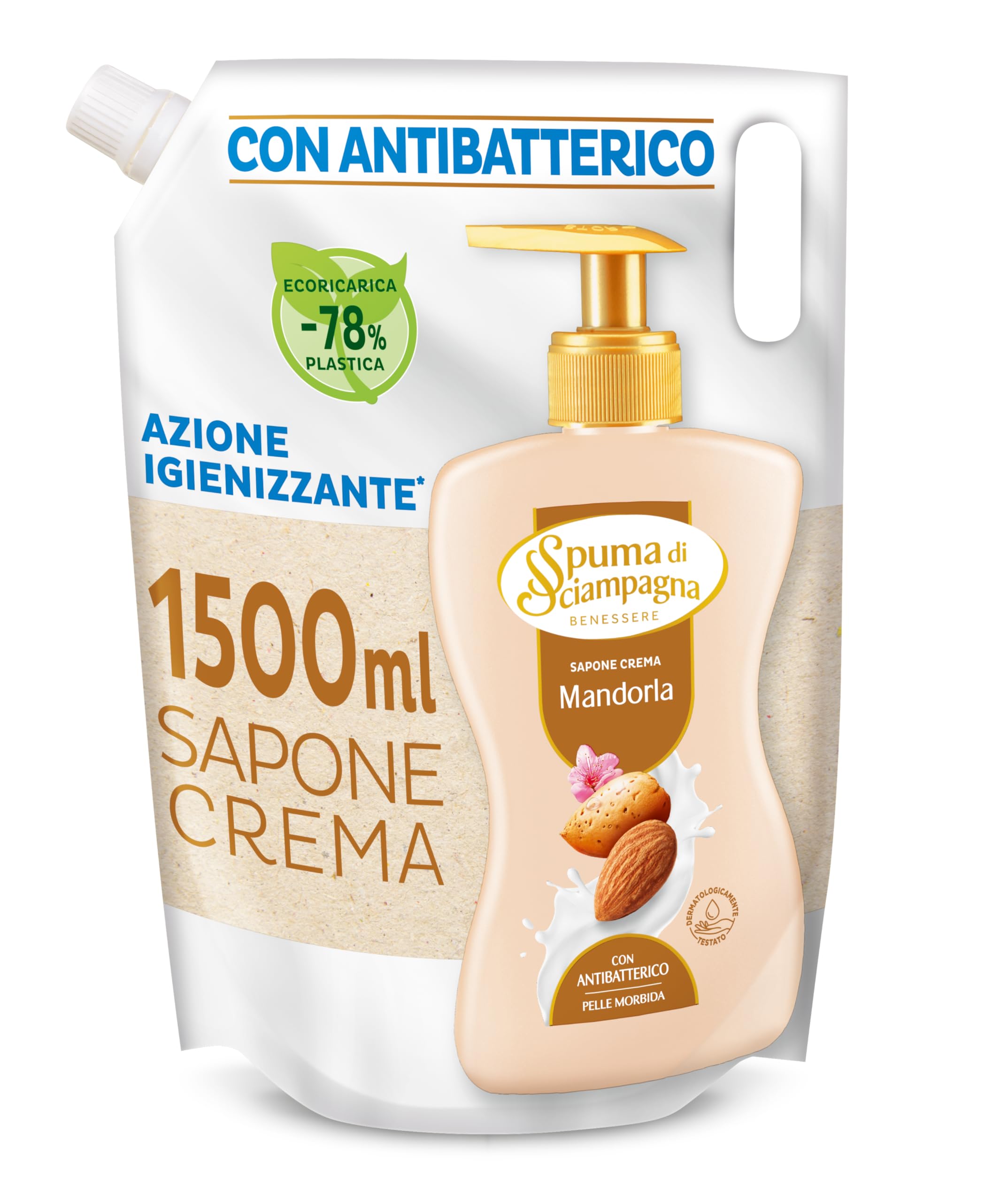 Spuma Di Sciampagna Ecoricarica Liquid Soap Hands Almond Milk And Shea Butter - 1500 ml