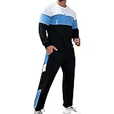 Babioboa Men's Colorblock Sweatshirt and Sweatpants 2 Piece Casual Tracksuits Long Sleeve Pullover Jogging Sweatsuit Set