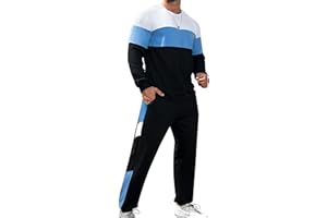 Babioboa Men's Colorblock Sweatshirt and Sweatpants 2 Piece Casual Tracksuits Long Sleeve Pullover Jogging Sweatsuit Set