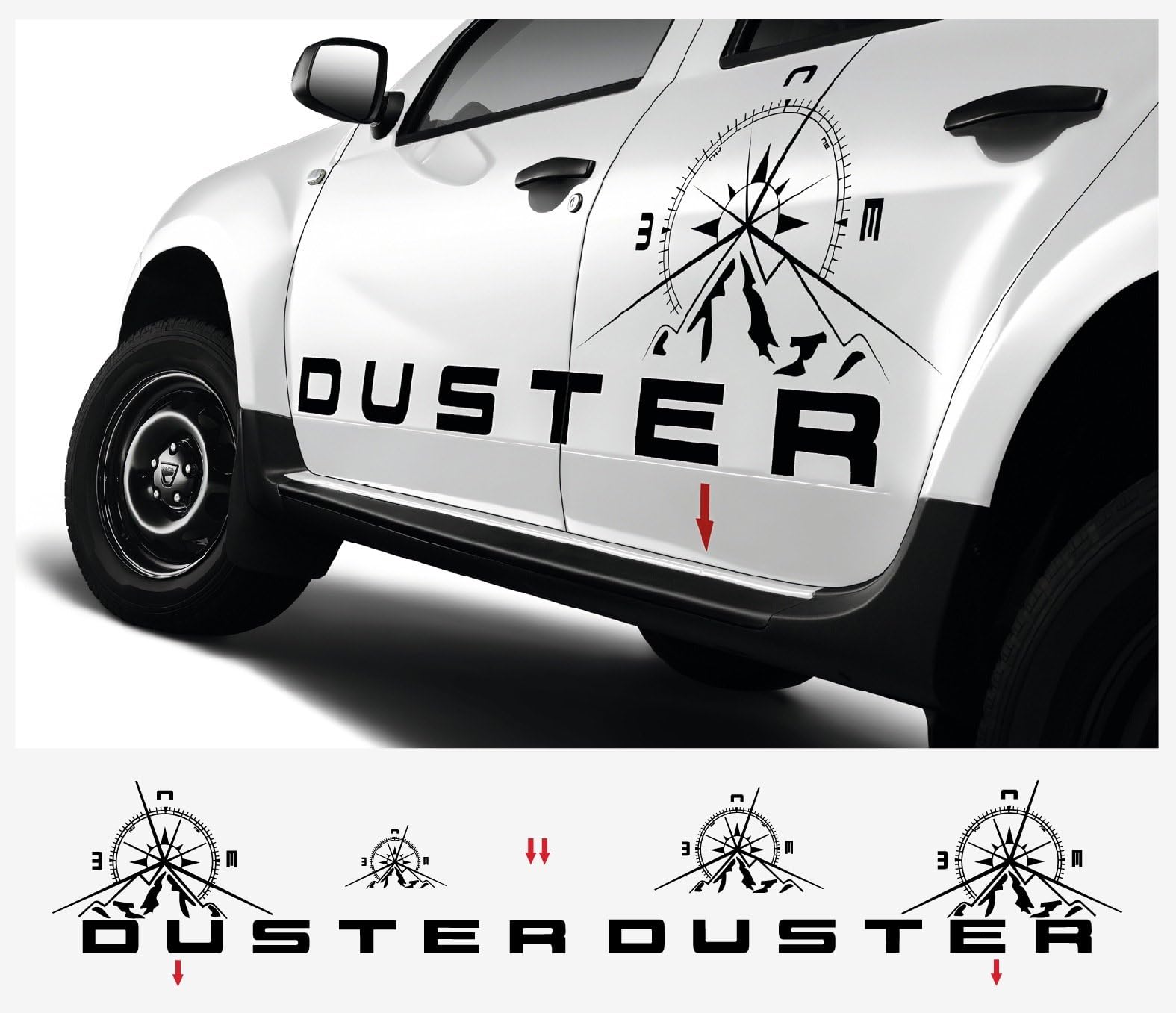 Dacia Duster decal racing stripe komplet set (black)