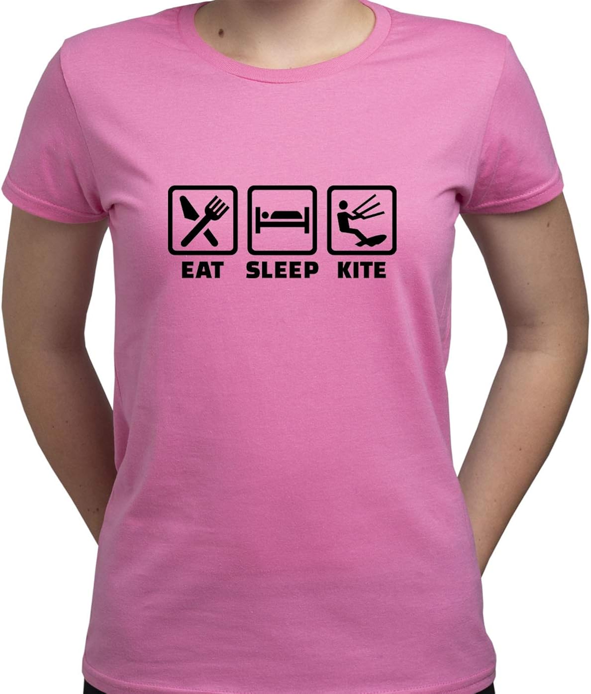 Eat Sleep Kite Shirt Kite Surfer Tshirt Kitesurfing T Shirt Kiteboarding Damen TShirt Rosa XXL