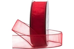 Royal Imports Organza Wired Sheer Ribbon 1.5" (#9) for Floral & Craft Decoration, 50 Yard Roll (150 FT Spool), Red