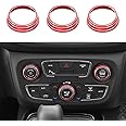 CheroCar AC Radio Knob Cover Air Conditioner Climate Control Audio Volume Tune Switch Knob Button Cover Trim Ring Compatible with Jeep Compass 2017 2018 2019 2020 (Red)…