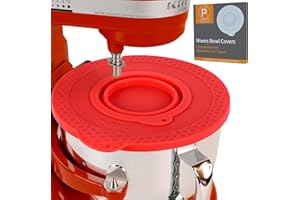 PQPO Silicone Mixer Bowl Cover Compatible with KitchenAid 6-7 Quart Bowl-Lift Stand Mixers, Airtight Lid with Collapsible Small Bowl, Splash Guard, Dustproof, Reusable, Dishwasher Safe(Red)