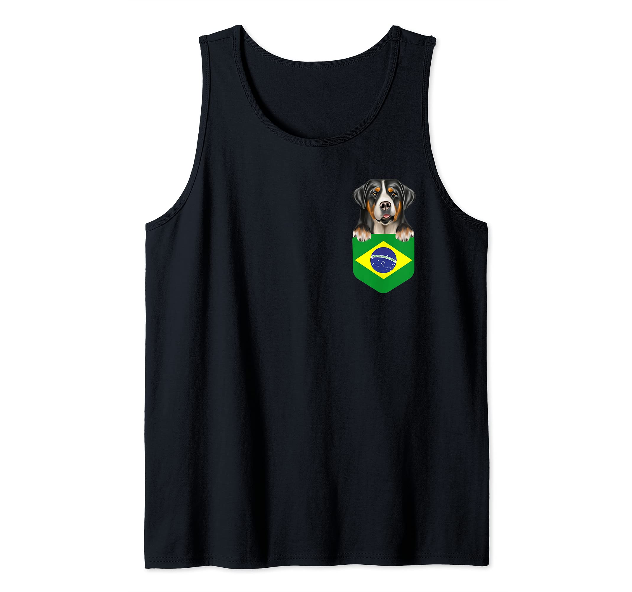 Brazil Flag Greater Swiss Mountain Dog Dog In Pocket Tank Top