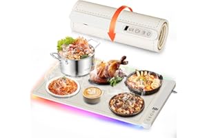 Vertdens 4 Modes of ambiance lamp Food Warming Mat， Food Warming Mat for Buffet，Electric Warming Tray，Versatile Food Warmer for Gatherings，Ideal for banquets, buffets, Family and Travelling