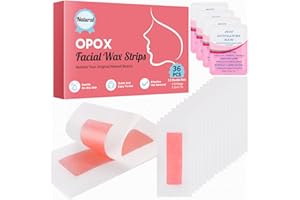 OPOX 36PCS Facial Wax Strips for Hair Removal, Facial Hair Removal for Women, Waxing Kit for Women's Face, Bikini, Chest, Body, Arms, Legs, Back, & Brazilian | 36ct Waxing Strips & 4 calming Oil Wipes