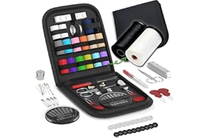 LE PAON Sewing Kit Gifts for Grandma, Mom, Friend, Traveler, Adults, Beginner, Emergency,Sewing Supplies Accessories with Scissors,Sewing Needles Thimble, Thread,Tape Measure etc (Black, S)