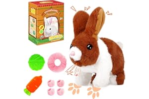 Bilinott Bunny Toys for Kids, Realistic Rabbit Toys with Jumping Action, Wiggling Ears, Twitching Mouth and Nose, Ideal Easter Gifts for Toddlers Kids Aged 3 4 5 6 Years Old