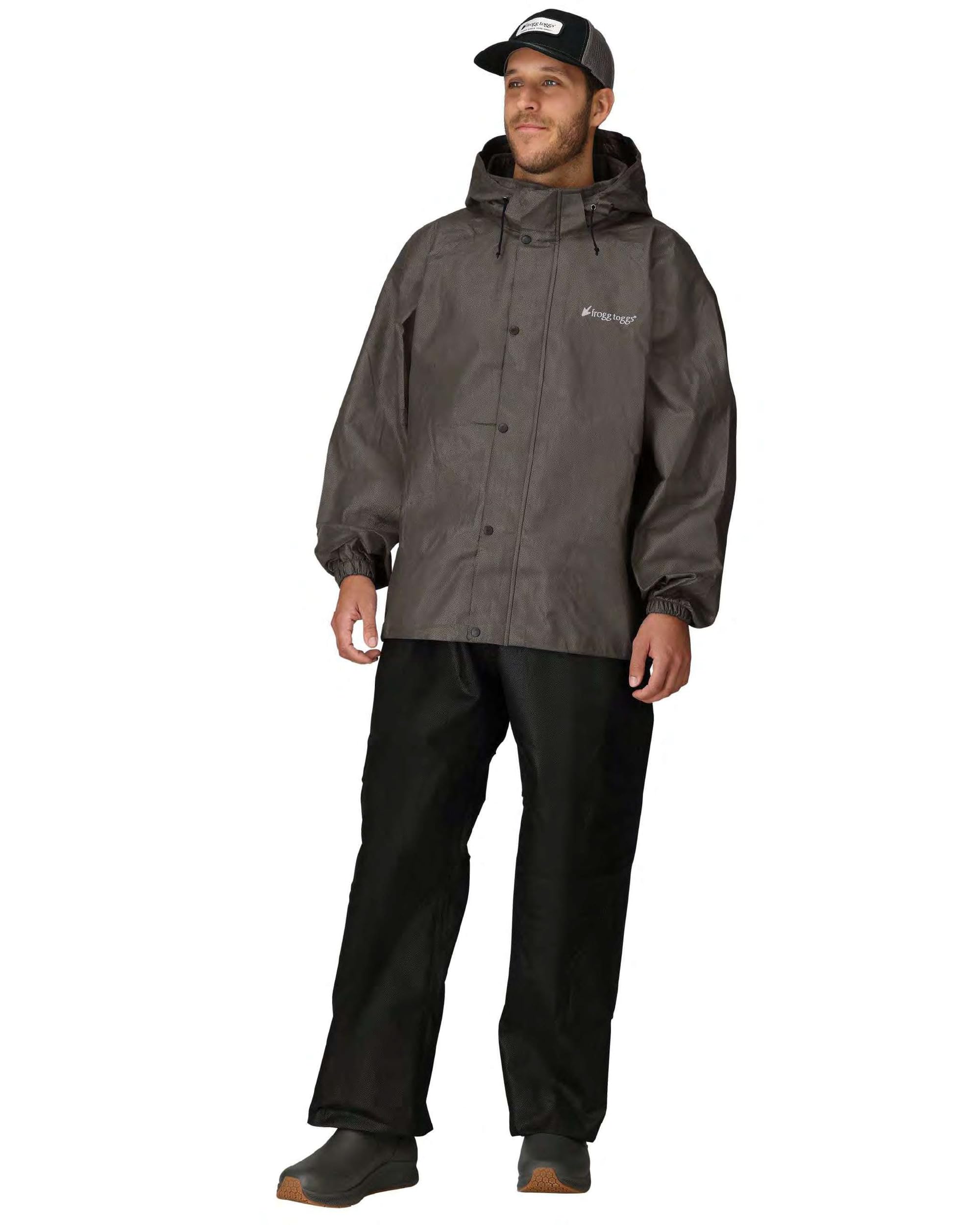 FROGG TOGGS Men's Standard Classic All-Sport Waterproof Breathable Rain Suit, Stone/Black, Large