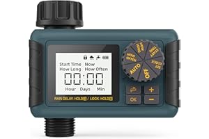Sprinkler Timer, Diivoo Hose Timer with Timing and Frequency Irrigation, Water Timer for Garden Hose with Rain Delay and Manual Watering for Lawn, Blue