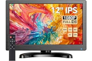 Eyoyo CCTV Monitor 12 Inch Small Computer Monitors 1920x1080P Mini LED Display with HDMI VGA AV BNC USB Ports IPS Screen Security Monitor Built in Speaker for Home Office