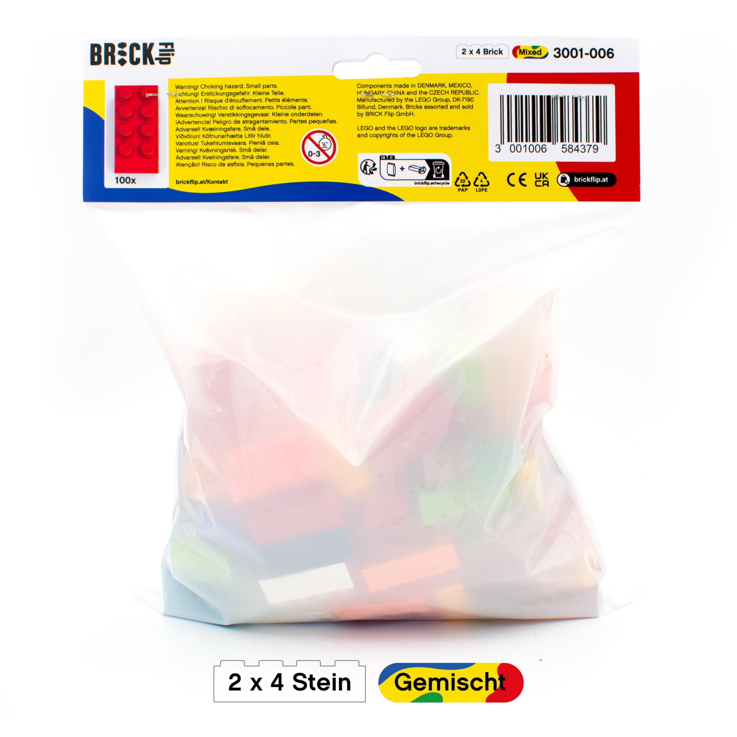 LEGO Steine 2x4 Bunt, 100 Stück - Einzelne LEGO Bausteine XXL, Grundbausteine für Legoplatten und Bausteine Classic Box, 8er Legosteine Classic ab 4 Jahre | Basic Bricks (3001) 7