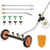 2-in-1 Undercarriage Pressure Washer Water Broom with Replaceable Nozzle, 16 Inch Car Pressure Washer with Foam Cannon/Mitten