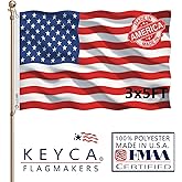KEYCA American US Flag 3x5 FT 100% Made in The USA- Heavy Duty Vibrant Colors Double Sided United States Flag with 2 Brass Grommets for Home/Company/Indoor Outdoor Decoration (FMAA Certified)