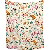 Cute Geckos Throw Blanket,Funny Reptile Animal Blanket, Super Soft Leopard Gecko Flannel Blanket for Couch/Sofa/Travel/Camping,Geckos Gifts Blanket Home Decor,40"x50"-Kids/Throw Size