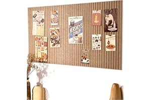ROKEBLAU 48x32 inches Large Bulletin Board, Decorative Felt Pin Board, 0.35“ Thick Foldable Photo Display Board with Self-Adhesive Tape, Vision Board for School Home Kitchen Office Walls - Dark Camel