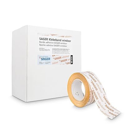Sager windoor Klebeband (Weiss - 60mm x 25lfm) zur Verklebung bei Fenstern, Ecken, Kanten, Pfetten, Dampfsperrfolien, Dampfbr