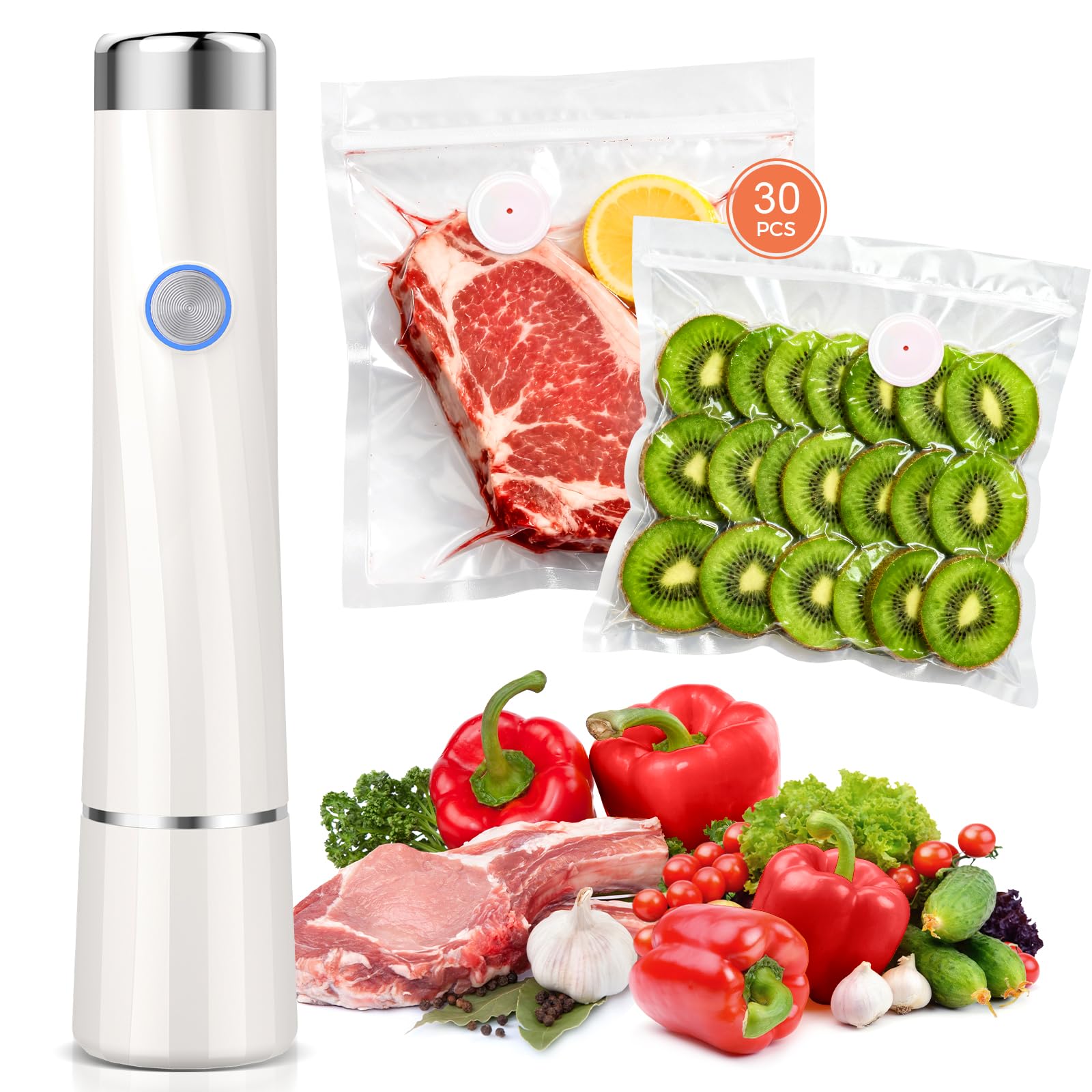 Photo 1 of Kayiant Vacuum Sealer For Food (Compact Vacuum Sealers+ 30 Reusable Vacuum Bags), Powerful Handheld Vacuum Sealer for 10X Preservation & Fresh