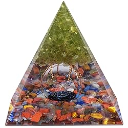 mookaitedecor Peridot Tree of Life Orgone Pyramid