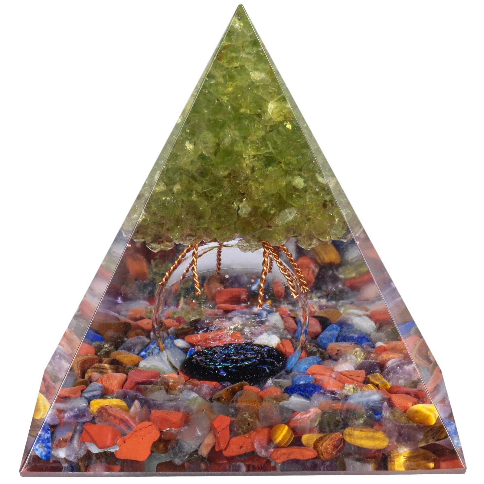mookaitedecor Peridot Tree of Life Orgone Pyramid