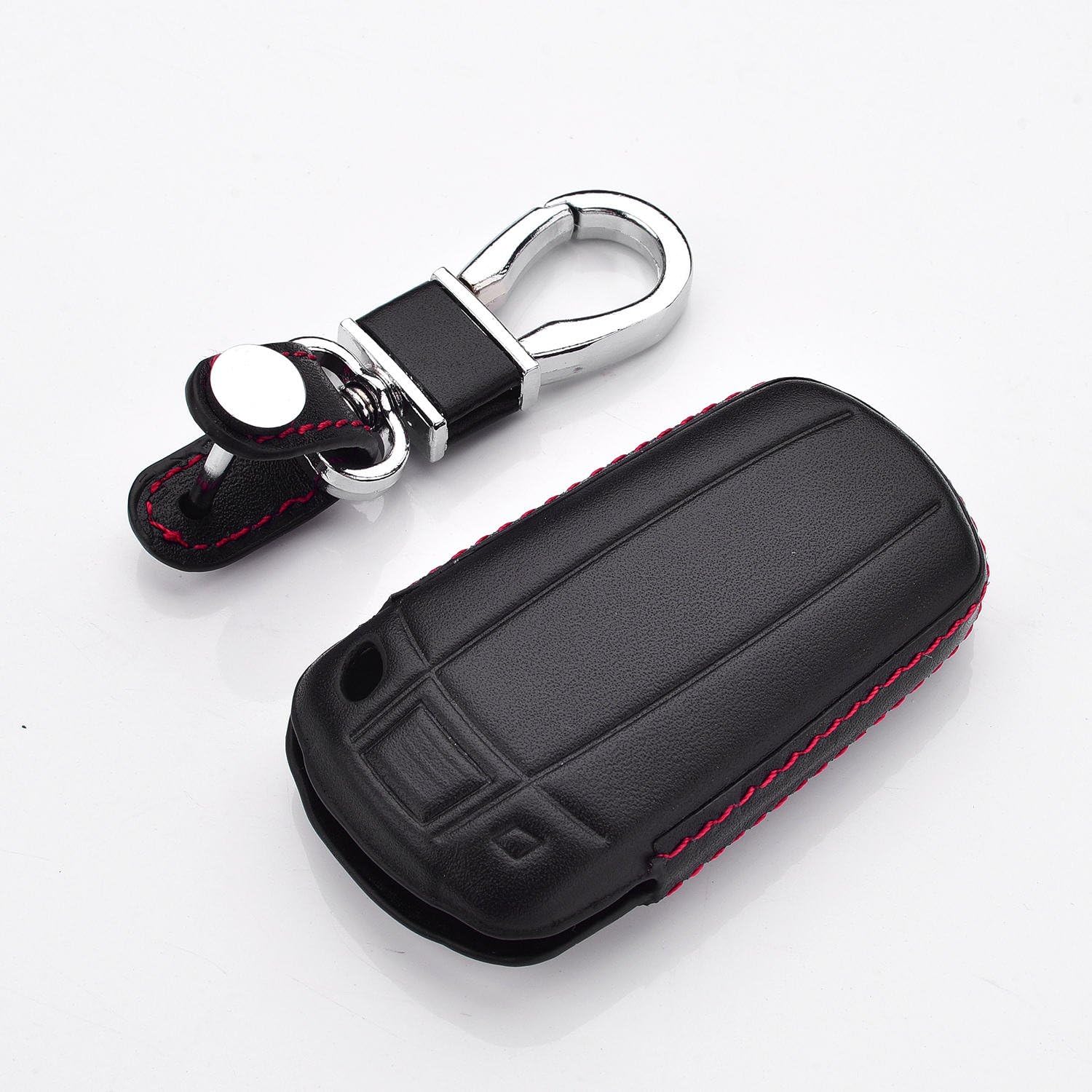 M.JVisun Genuine Leather Case Cover for BMW 3 Series 5 Series 6 Series M3 M5 X1 X5 X6 Z4 Key Car Key with Key Ring - Leather - Black - Image 4