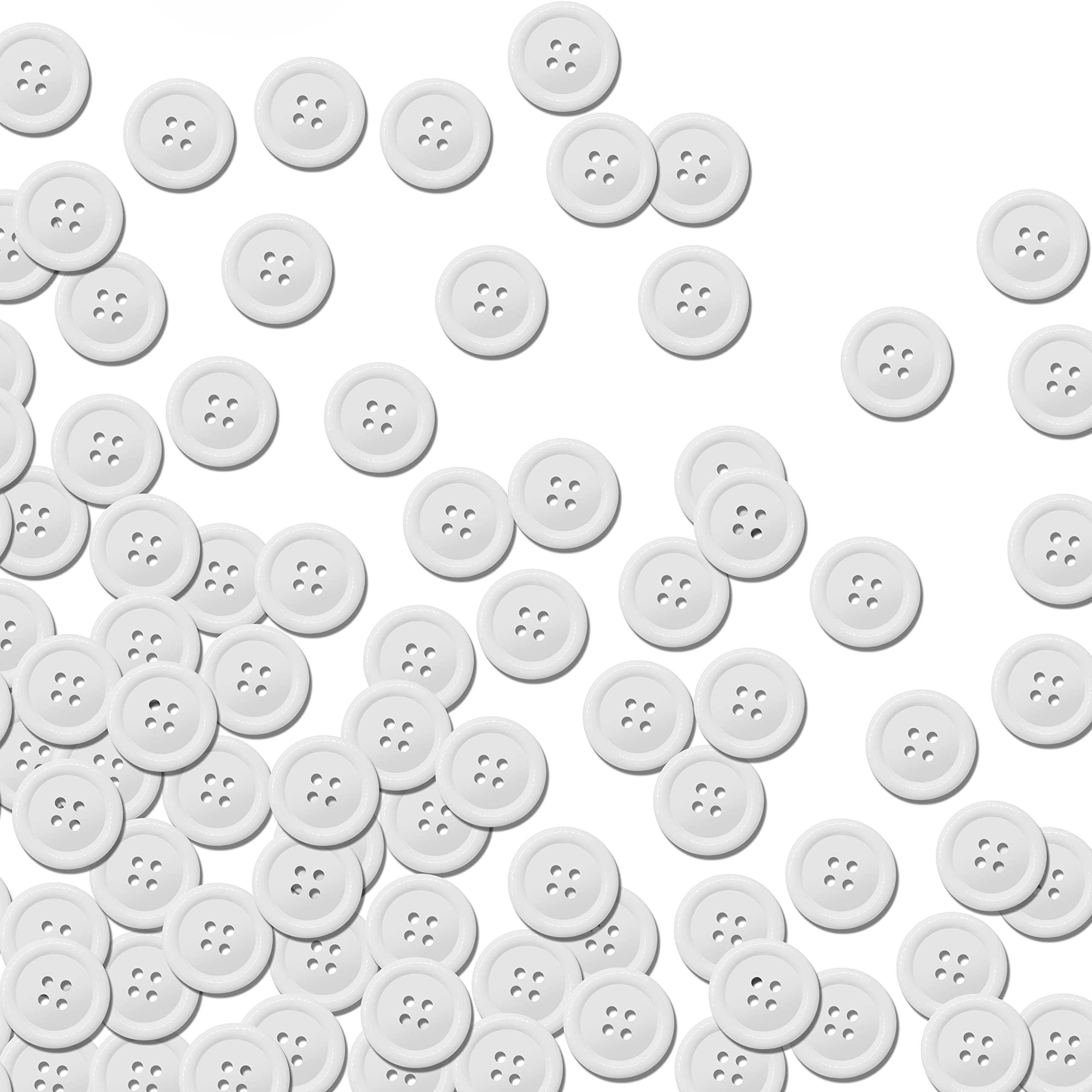 240 PCS 1 Inch Round White 4 Holes Resin Buttons 25mm for Sewing Craft,Bingo Counting Chip Plastic Markers