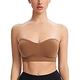 Gnowann Strapless Bras for Women Non-Slip Silicone Bandeau Bralette Seamless Wireless Strapless Bra Padded Tube Top