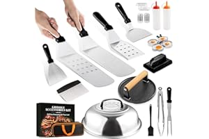 FEUNU Griddle Accessories Kit, 29PCS for Blackstone Flat Top Grill Accessories Set for Camp Chef, Grilling Utensils Set with Spatulas, Burger Press, Basting Cover, Scraper, Carry Bag, Grilling Gifts for Men