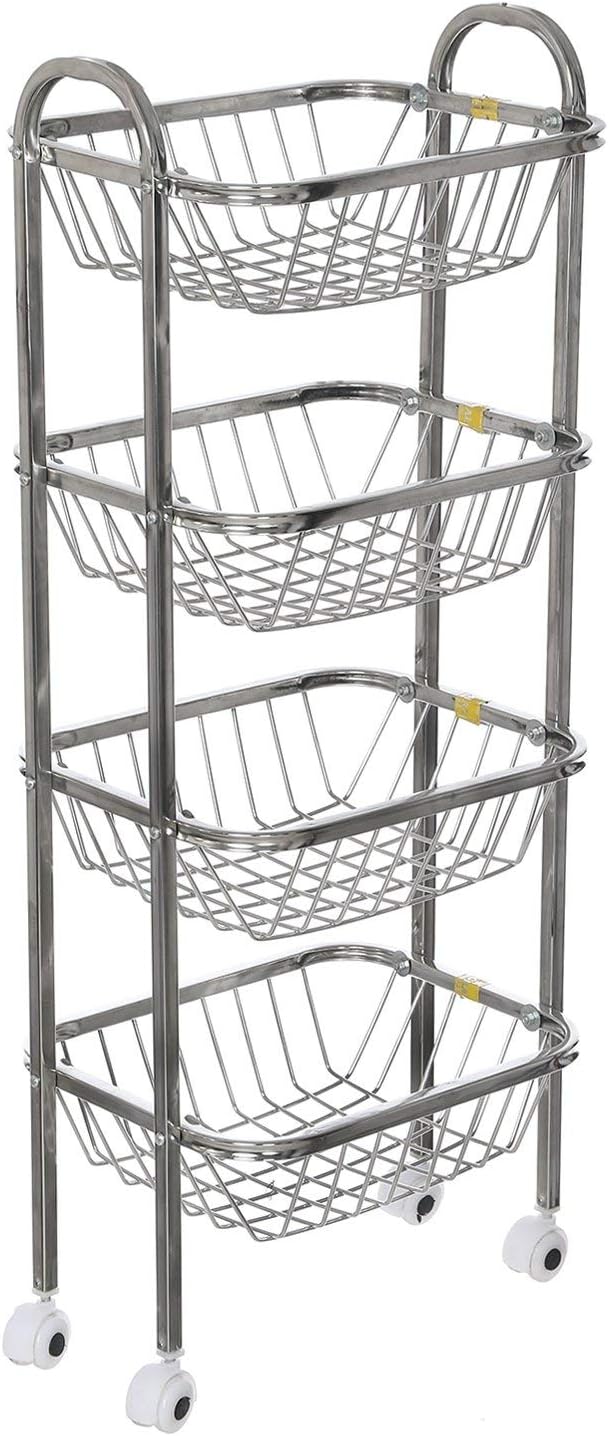 SHREE SINGHAL Stainless Steel Fruit and Vegetable Kitchen Trolley with Wheels (S_Trolly_S_04)