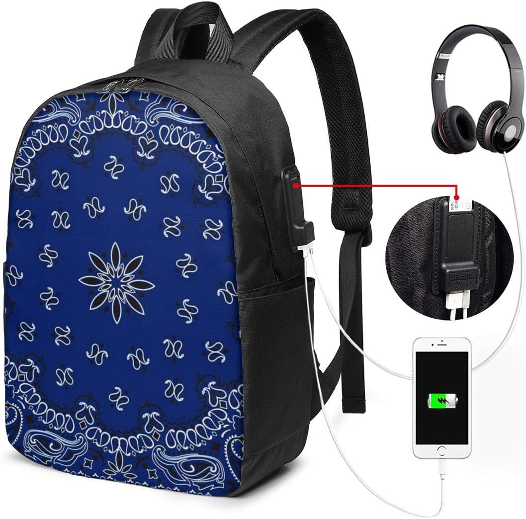 Laptop Backpack with USB Port Border Scarf 39, Business Travel Bag, College School Computer Rucksack Bag for Men Women 17 Inch Laptop Notebook