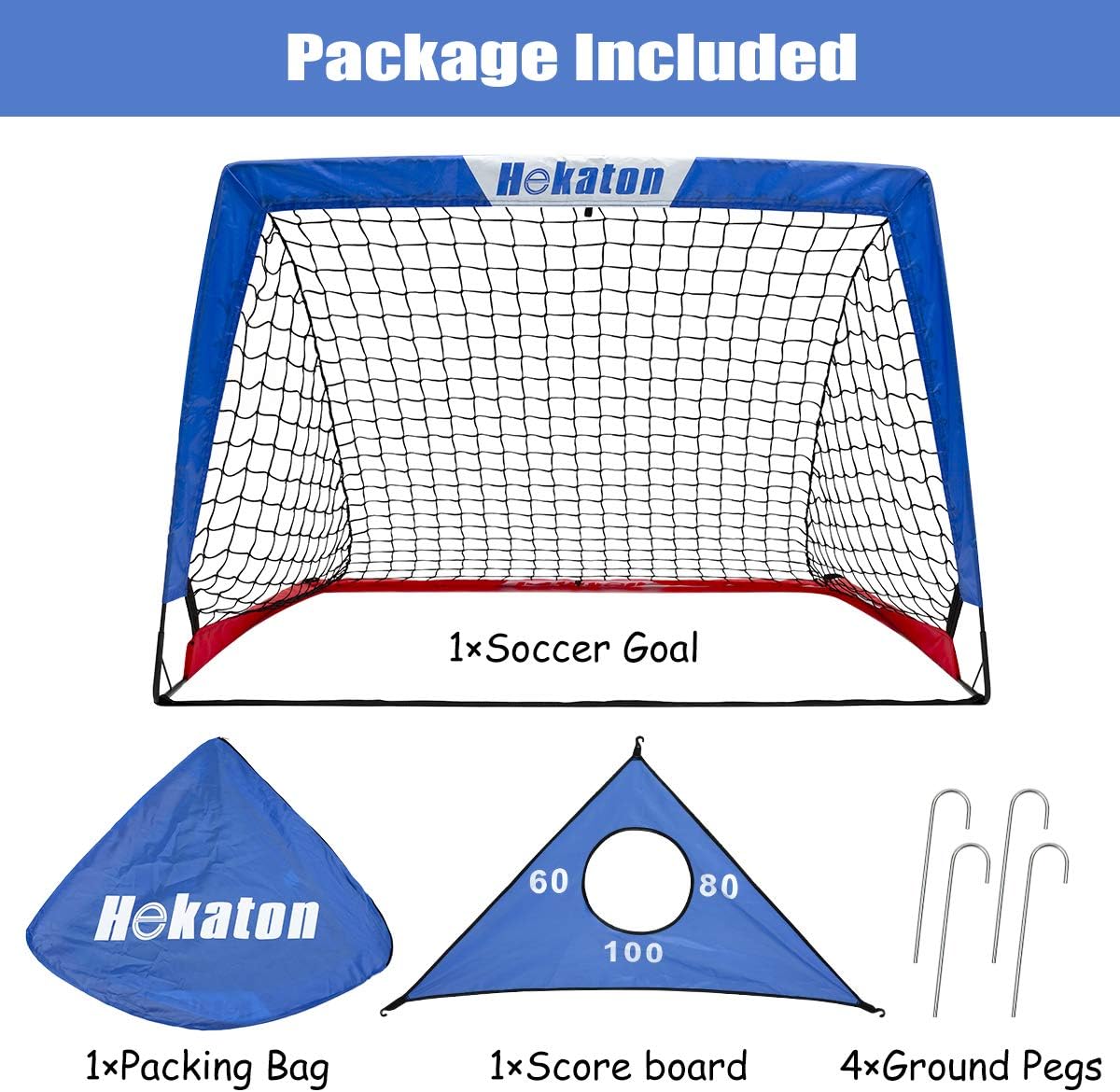 Hekaton Portable Soccer Goal, Pop-up Soccer Nets for Backyard Training Goals for Soccer Practice with Carry Case, Target Sheet Holes for Kids Indoor/Outdoor … : Sports & Outdoors