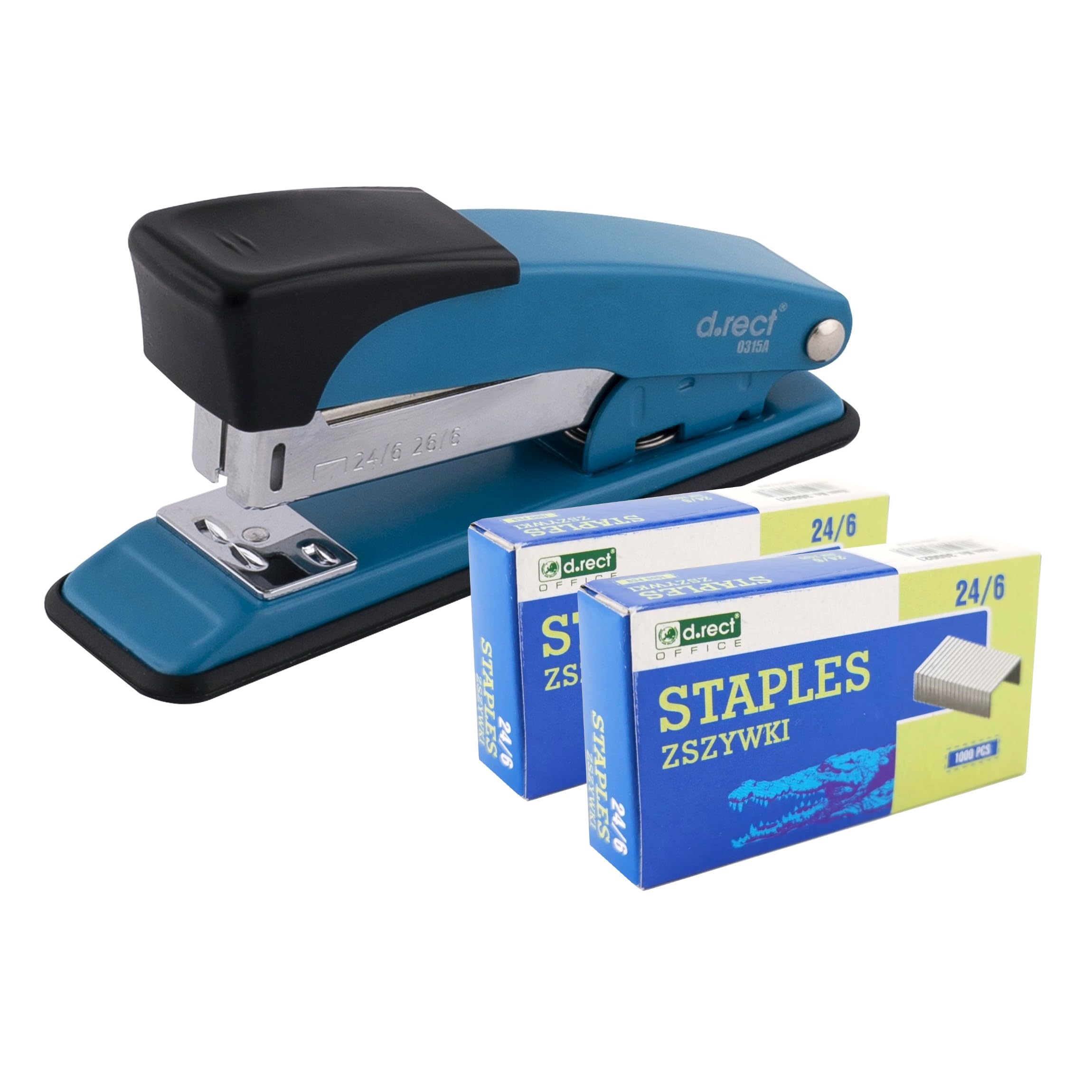 D.RECT 315A Metal Stapler with 2,000 Staples, Office & Industrial Stapler, 30 Sheets, Blue