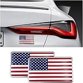 Dickno 2PCS American Flag 3D Metal Decal, Aluminum Alloy Car Emblem Stickers, Patriotic Stars Stripe USA Flag Auto Body Decoration, Universal Exterior Decor Accessories for Car SUV (Red Flag)